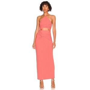 Significant Other Hallie Maxi Dress Size 10 Cut Out Waist Draped Skirt Coral